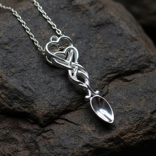 Celtic Hearts Welsh Love Spoon Necklace — view 6
