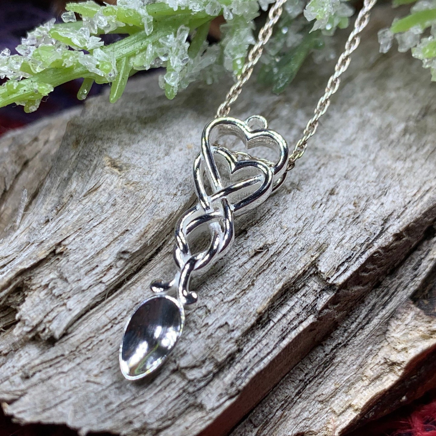 Love Spoon Necklace, Celtic Jewelry, Wales Jewelry, Welsh Necklace, Bridal Jewelry, Anniversary Gift, Heart Jewelry, Silver Spoon Wife Gift