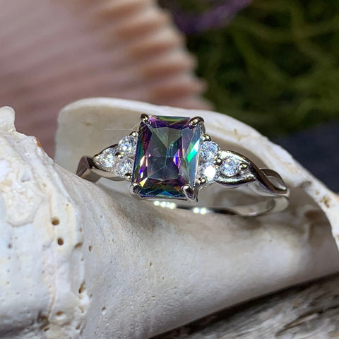 Load image into Gallery viewer, Scottish Celtic Ring, Celtic Ring, Scotland Ring, Mystic Topaz Boho Ring, Celtic Knot Jewelry, Anniversary Gift, Promise Ring, Mom Gift
