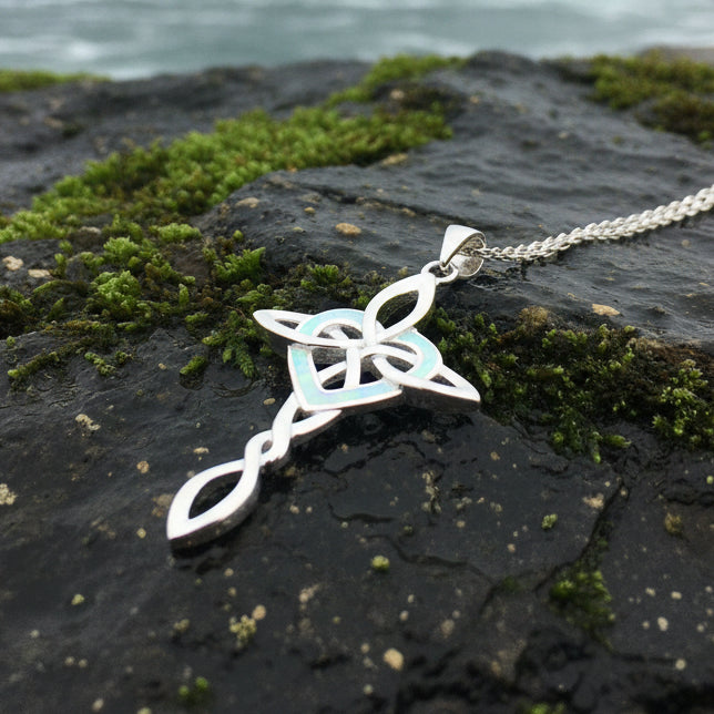 Celtic Cross Necklace, Irish Jewelry, Celtic Jewelry, First Communion Gift, Confirmation Gift, Irish Cross, Religious Jewelry, Opal Mom Gift