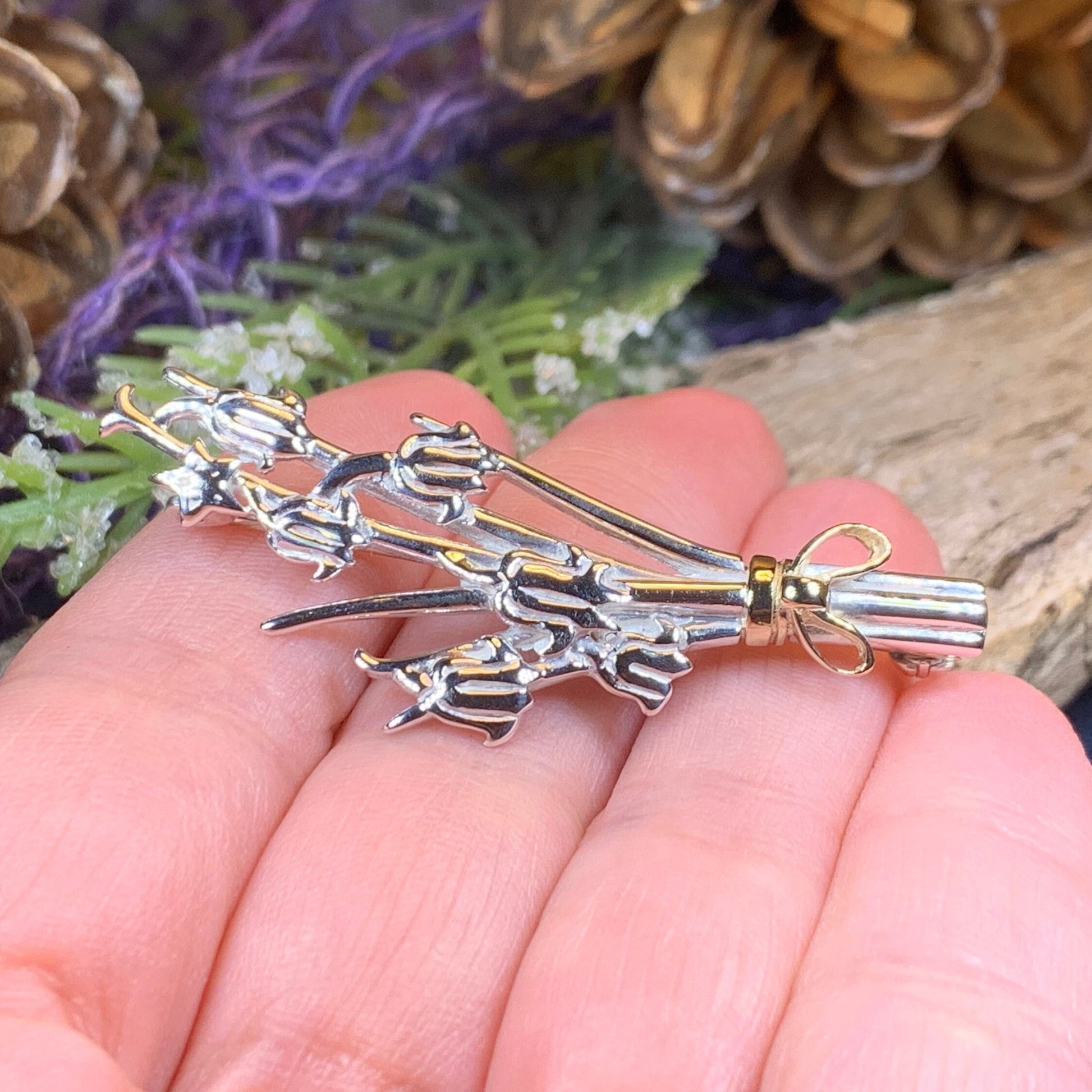 Bluebell Brooch, Scottish Pin, Celtic Jewelry, Anniversary Gift, Scotland Jewelry, Flower Jewelry, Nature Jewelry, Woodland Flower Pin