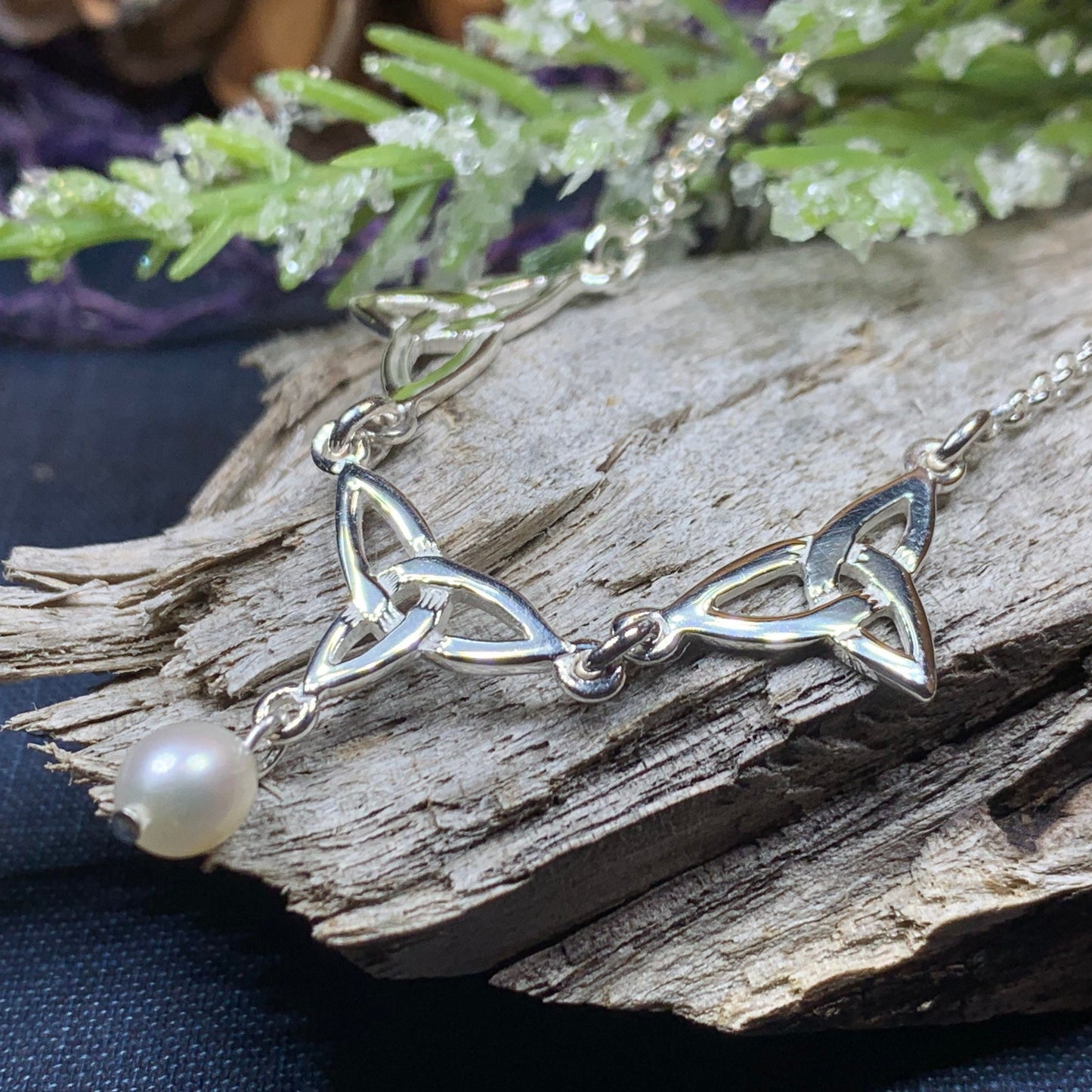 Celtic Knot Necklace, Celtic Jewelry, Irish Jewelry, Anniversary Gift, Scotland Jewelry, Wife Gift, Pearl Drop Pendant, Ireland Gift