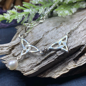 Celtic Knot Necklace, Celtic Jewelry, Irish Jewelry, Anniversary Gift, Scotland Jewelry, Wife Gift, Pearl Drop Pendant, Ireland Gift