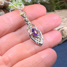 Load image into Gallery viewer, Celtic Knot Necklace, Irish Jewelry, Celtic Jewelry, Amethyst Pendant, Love Knot Jewelry, Wife Anniversary Gift, Scotland Jewelry, Mom Gift
