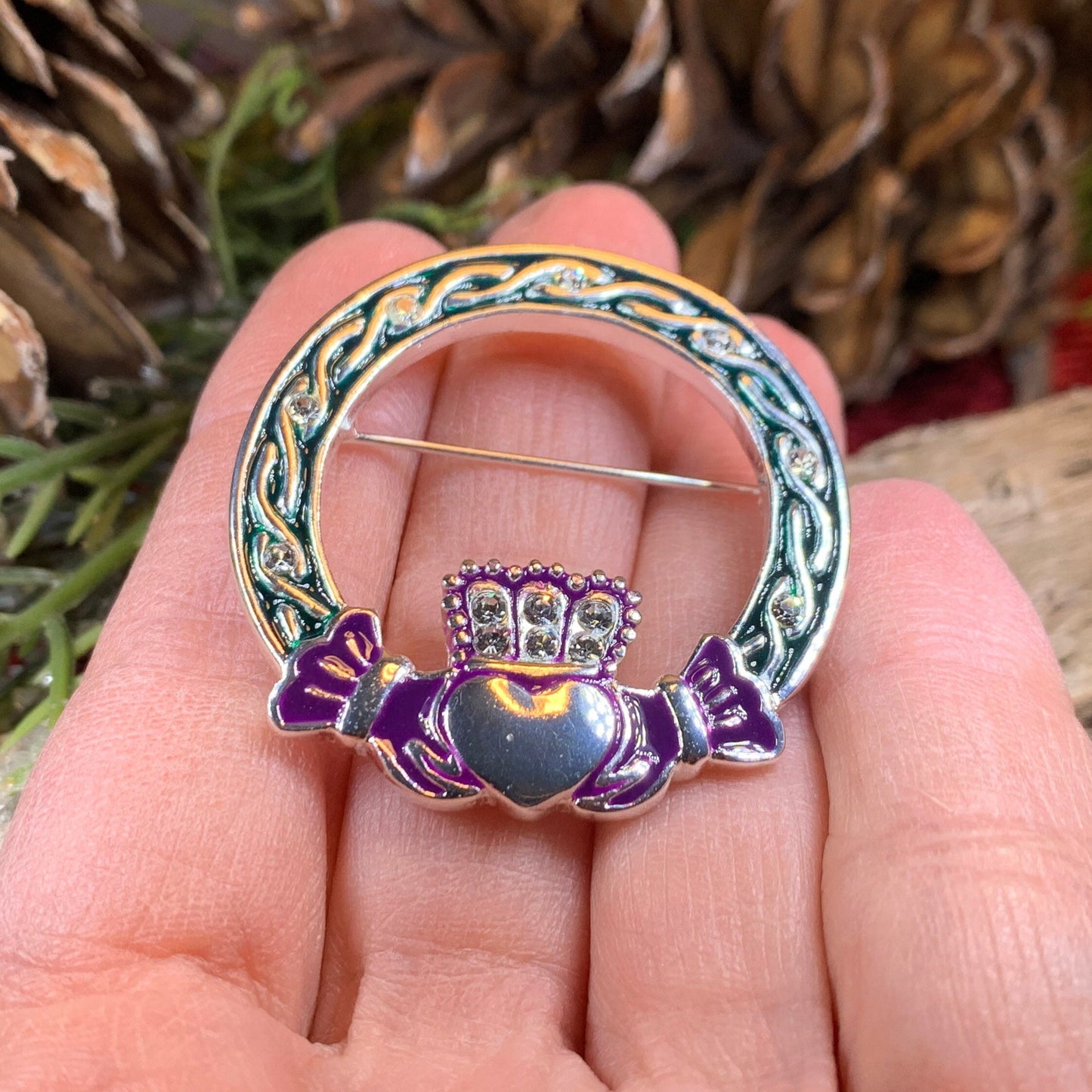 Claddagh Brooch, Celtic Brooch, Irish Jewelry, Celtic Pin, Mom Gift, Bridal Jewelry, Scarf Pin, Heart Jewelry, Girlfriend Gift, Wife Gift