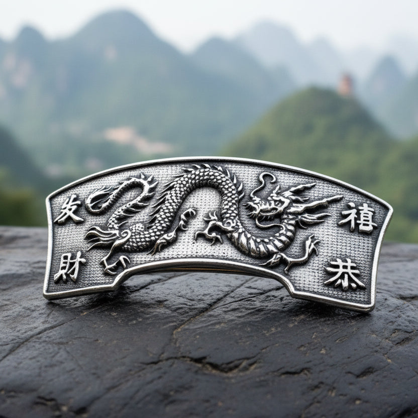 Dragon Hair Clip, Dragon Barrette, Chinese Jewelry, Gothic Jewelry, Friend Gift, Wiccan Jewelry, Pewter Jewelry, Nature Barrette
