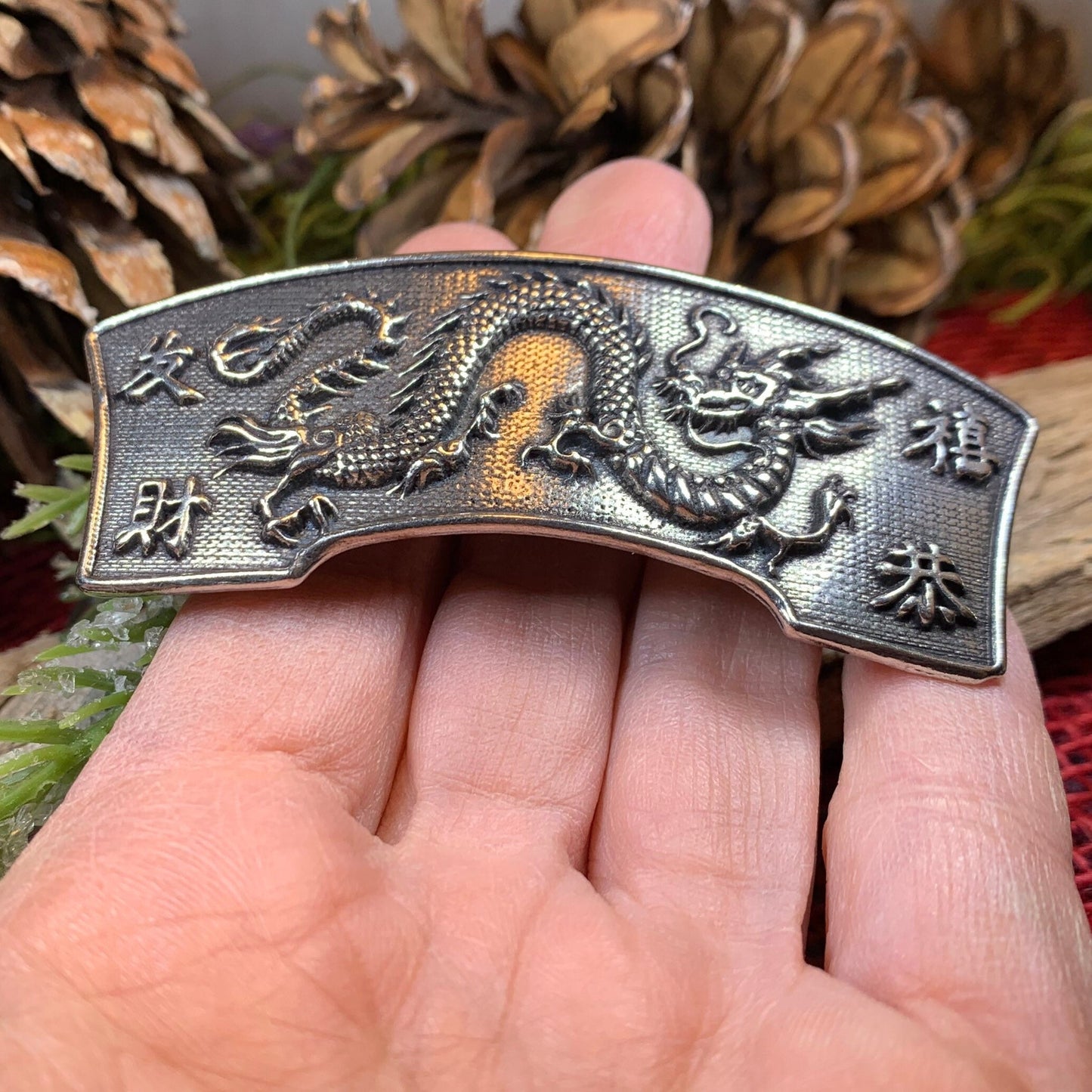 Dragon Hair Clip, Dragon Barrette, Chinese Jewelry, Gothic Jewelry, Friend Gift, Wiccan Jewelry, Pewter Jewelry, Nature Barrette