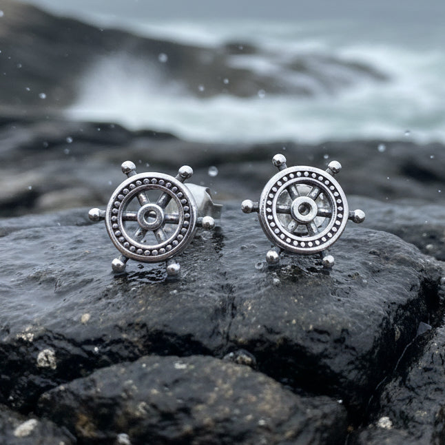 Ship's Helm Earrings, Friendship Jewelry, Nautical Jewelry, Anniversary Gift, Inspirational Jewelry, Gift for Her, Christian Jewelry