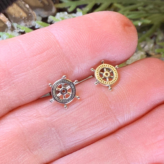 Ship's Helm Earrings, Friendship Jewelry, Nautical Jewelry, Anniversary Gift, Inspirational Jewelry, Gift for Her, Christian Jewelry