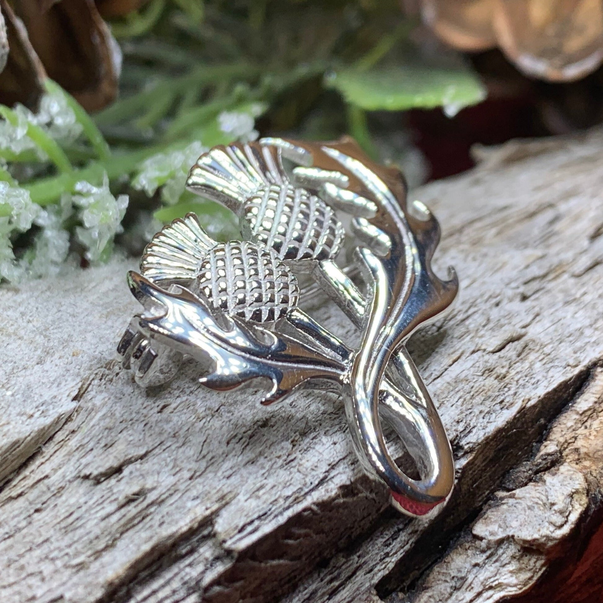 Thistle Brooch, Scotland Jewelry, Celtic Pin, Outlander Gift, Thistle Jewelry, Scottish Gift, Flower Pin, Anniversary Gift, Silver Mom Gift
