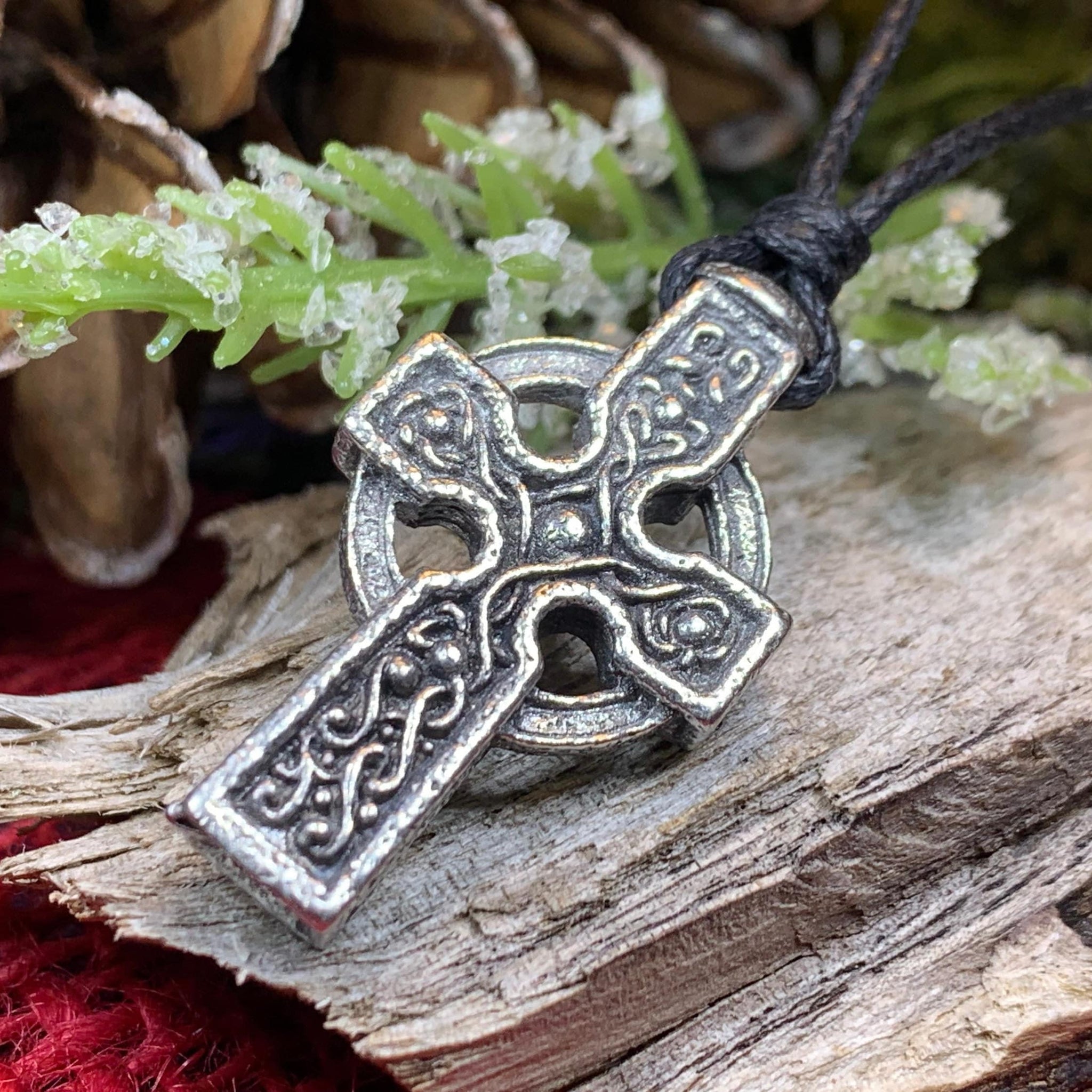 Diamond and Emerald Celtic Cross Pendant in 14k Gold
