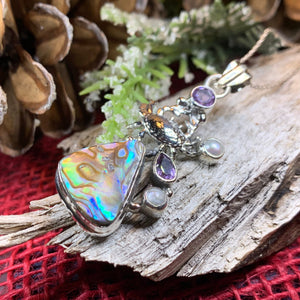 Crab Necklace, Celtic Jewelry, Nautical Pendant, Nature Jewelry, Abalone Shell Jewelry, Anniversary Gift, Ocean Jewelry, Beach Lover Jewelry