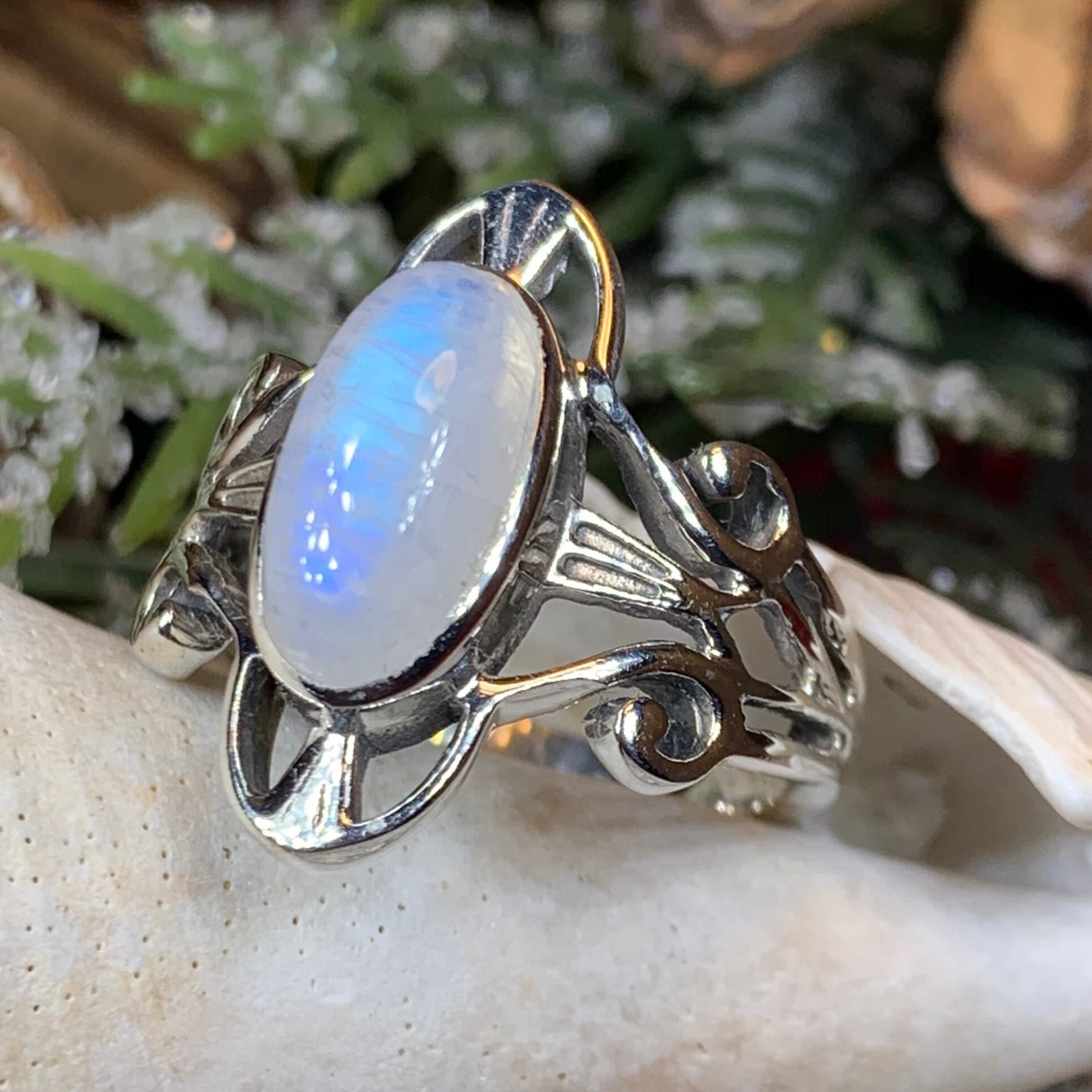 Celtic Ring, Moonstone Ring, Labradorite Statement Ring, Sterling Silver Ring, Celtic Jewelry, Anniversary Gift, Wiccan Jewelry, Wife Gift
