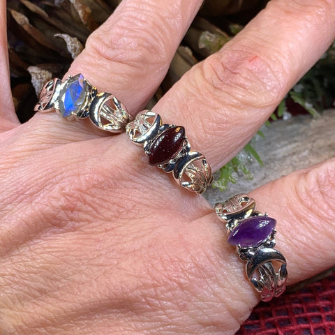 Load image into Gallery viewer, Triple Moon Ring, Celtic Jewelry, Celestial Jewelry, Goddess Jewelry, Moon Ring, Wiccan Jewelry, Anniversary Gift, Promise Ring, Wife Gift
