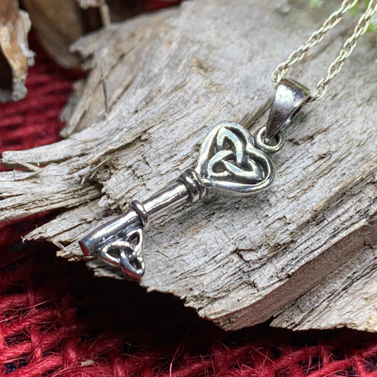 Celtic Key Necklace, Irish Jewelry, Celtic Jewelry, Ireland Gift, Key Pendant, Scotland Jewelry, Celtic Knot Jewelry, Trinity Knot Pendant