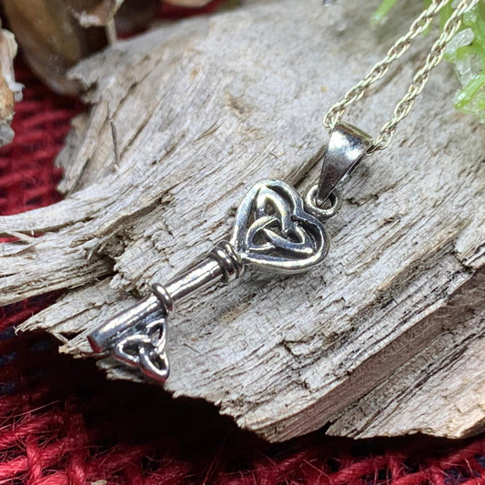 Celtic Key Necklace, Irish Jewelry, Celtic Jewelry, Ireland Gift, Key Pendant, Scotland Jewelry, Celtic Knot Jewelry, Trinity Knot Pendant