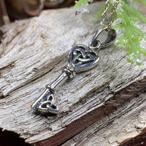 Celtic Key Necklace, Irish Jewelry, Celtic Jewelry, Ireland Gift, Key Pendant, Scotland Jewelry, Celtic Knot Jewelry, Trinity Knot Pendant