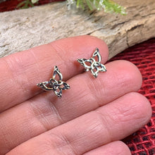 Load image into Gallery viewer, Butterfly Earrings, Celtic Stud Earrings, Insect Jewelry, Graduation Gift, Post Earrings, Mom Gift, Silver Ireland Gift, Woodland Jewelry
