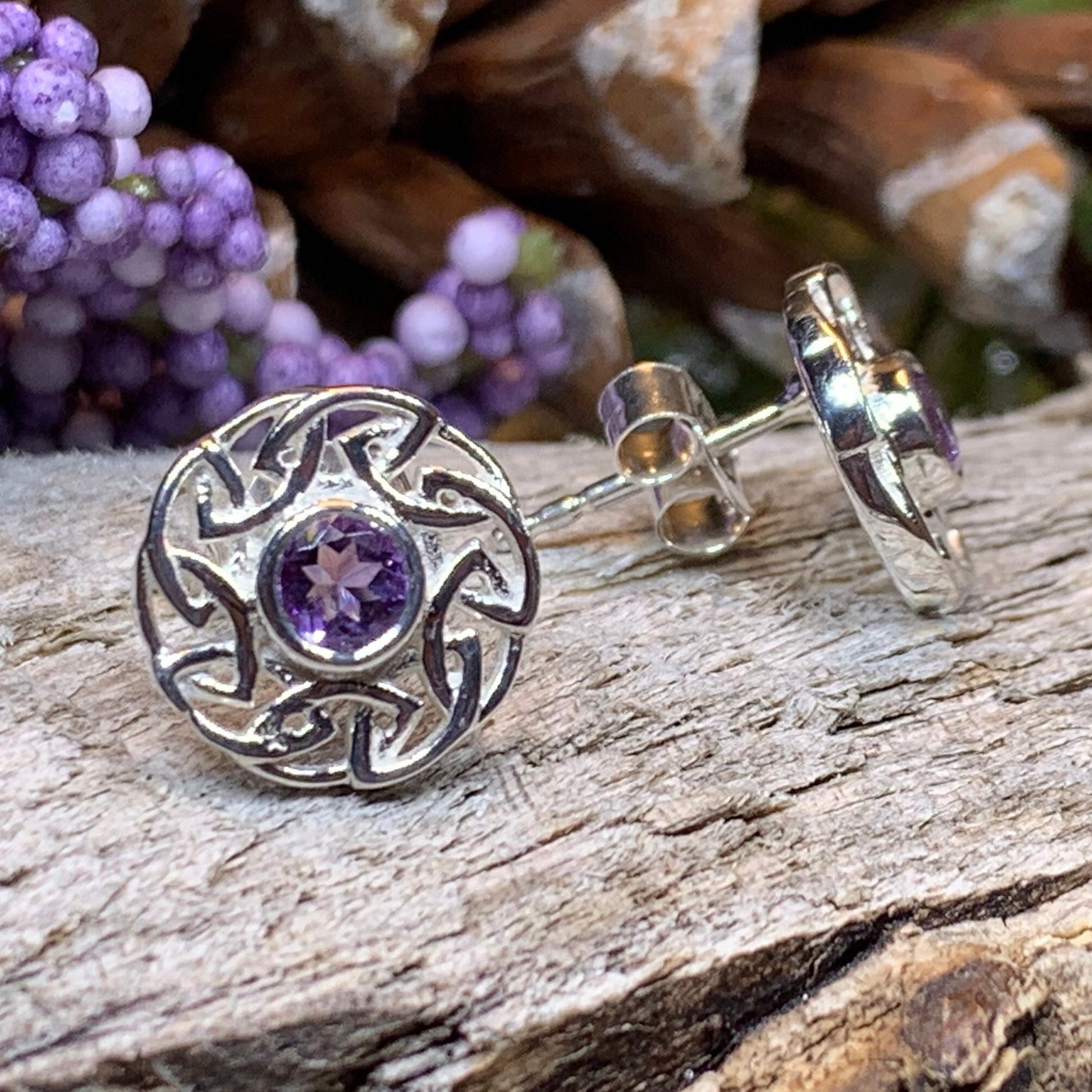 Celtic Earrings, Celtic Knot Jewelry, Birthstone Post Earrings, Boho Earrings, Anniversary Gift, Irish Jewelry, Scottish Jewelry, Wife Gift