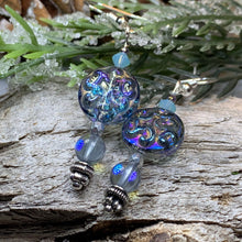 Load image into Gallery viewer, Celtic Twilight Mist Earrings, Blue Jewelry, Forest Jewelry, Beaded Drop Earrings, Mom Gift, Sister Gift, Friendship Gift, Nature Jewelry
