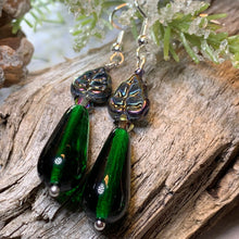 Load image into Gallery viewer, Irish Forest Earrings, Flower Jewelry, Forest Jewelry, Beaded Drop Earrings, Mom Gift, Sister Gift, Friendship Gift, Green Nature Jewelry
