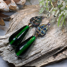 Load image into Gallery viewer, Irish Forest Earrings, Flower Jewelry, Forest Jewelry, Beaded Drop Earrings, Mom Gift, Sister Gift, Friendship Gift, Green Nature Jewelry
