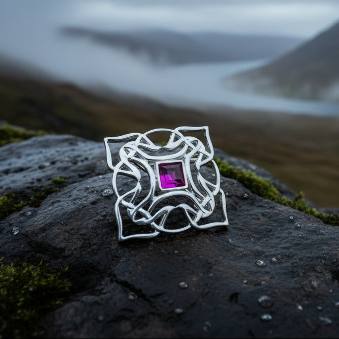 Celtic Brooch, Irish Crystal Pin, Irish Jewelry, Scottish Brooch, Celtic Pin, Ireland Gift, Plaid Pin, Tartan Pin, Wiccan Jewelry, Wife Gift