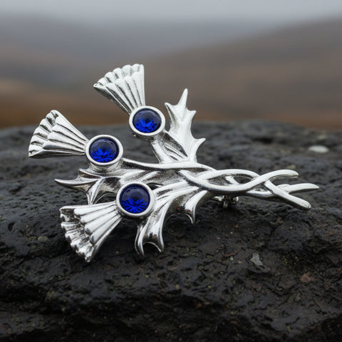 Load image into Gallery viewer, Thistle Pin, Celtic Jewelry, Scotland Jewelry, Celtic Brooch, Outlander Jewelry, Kilt Pin, Celtic Pin, Flower Brooch, Ladies Scottish Gift

