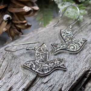 Celtic Dove Earrings, Irish Jewelry, Scotland Jewelry, Mom Birthday Gift, Anniversary Gift, Religious Jewelry, Nature Jewelry, Bird Jewelry