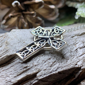 Celtic Cross Necklace, Celtic Dove Jewelry, Scotland Jewelry, Silver Cross, Mom Gift, Anniversary Gift, Religious Jewelry, Celtic Cross Gift