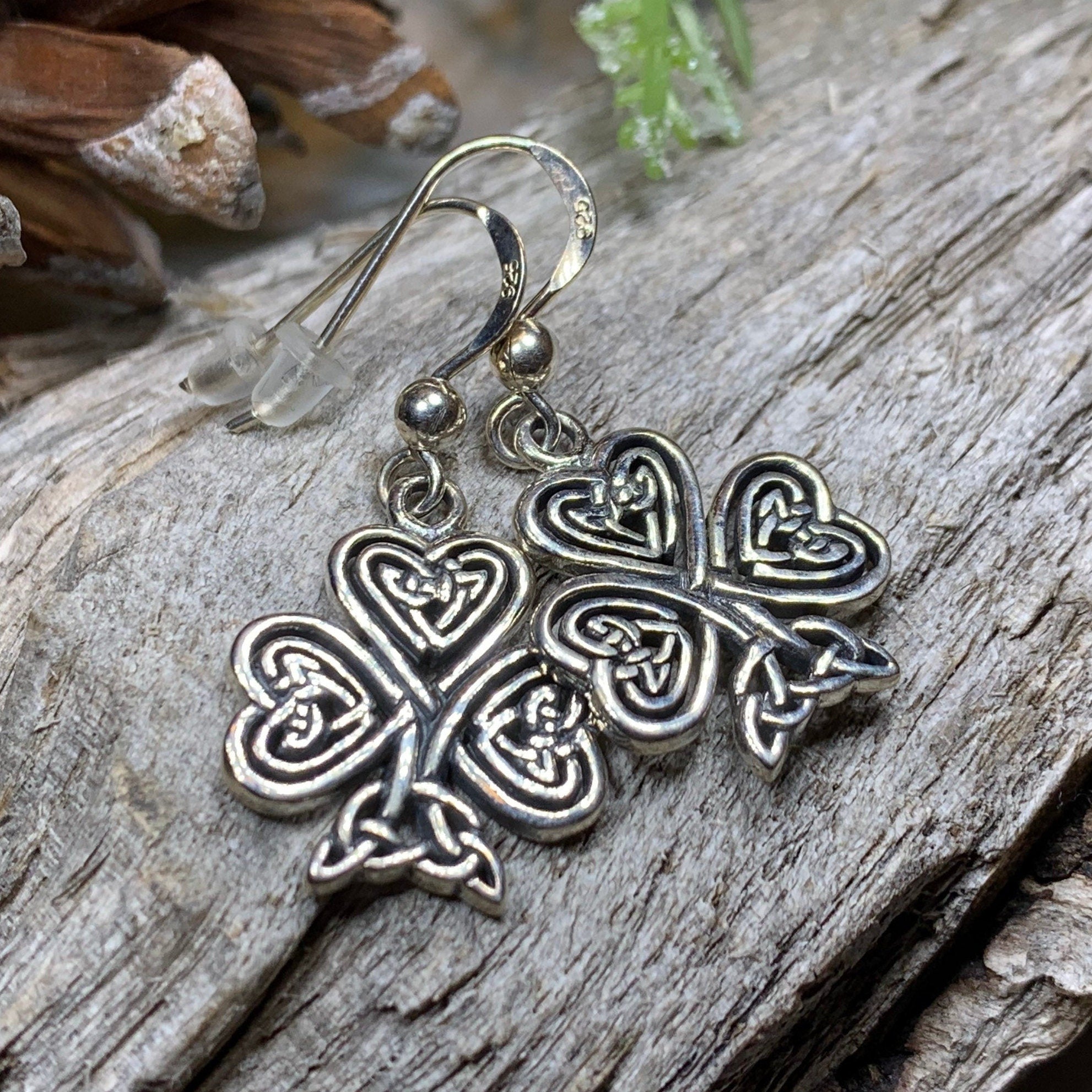 Sterling Silver and 10ct Gold Emerald Celtic Knot Earrings – All Celtic  Jewellery