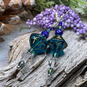 Midnight Magic Earrings, Crystal Jewelry, Blue Long Earrings, Beaded Drop Earrings, Mom Gift, Sister Gift, Friendship Gift, Nature Jewelry