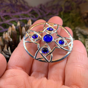 Celtic Brooch, Irish Blue Pin, Irish Jewelry, Scottish Brooch, Celtic Pin, Ireland Gift, Plaid Pin, Tartan Pin, Wiccan Jewelry, Wife Gift
