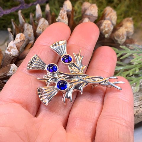 Load image into Gallery viewer, Thistle Pin, Celtic Jewelry, Scotland Jewelry, Celtic Brooch, Outlander Jewelry, Kilt Pin, Celtic Pin, Flower Brooch, Ladies Scottish Gift
