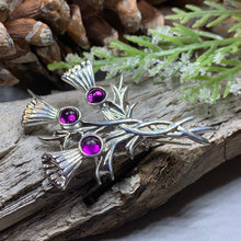 Load image into Gallery viewer, Thistle Pin, Celtic Jewelry, Scotland Jewelry, Celtic Brooch, Outlander Jewelry, Kilt Pin, Celtic Pin, Flower Brooch, Ladies Scottish Gift
