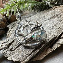 Load image into Gallery viewer, Stag Necklace, Scotland Jewelry, Celtic Jewelry, Anniversary Gift, Deer Pendant, Nature Jewelry, Animal Jewelry, Abalone Jewelry, Pagan Gift
