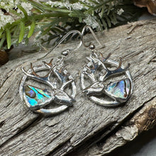 Load image into Gallery viewer, Stag Earrings, Scotland Jewelry, Celtic Jewelry, Anniversary Gift, Deer Earrings, Nature Jewelry, Animal Jewelry, Abalone Shell, Pagan Gift
