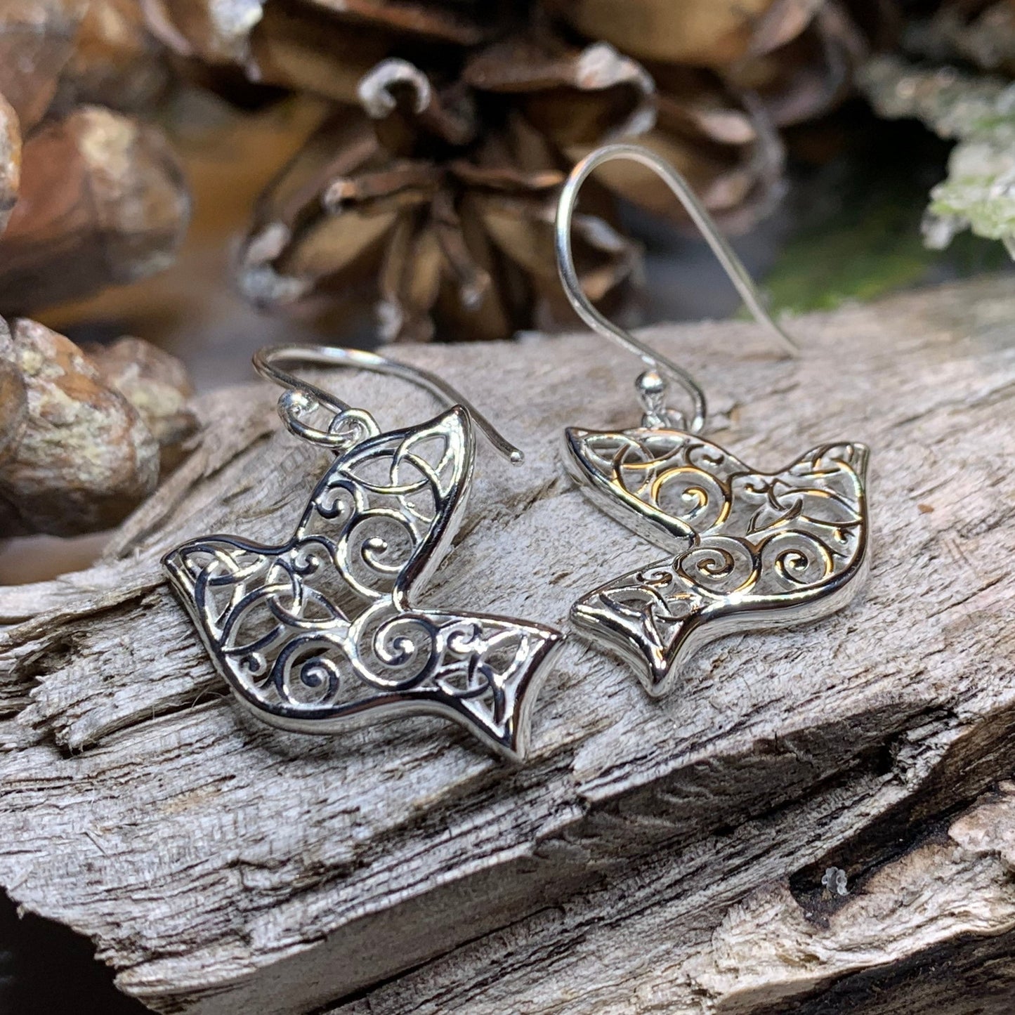 Celtic Dove Earrings, Irish Jewelry, Scotland Jewelry, Mom Birthday Gift, Anniversary Gift, Religious Jewelry, Nature Jewelry, Bird Jewelry
