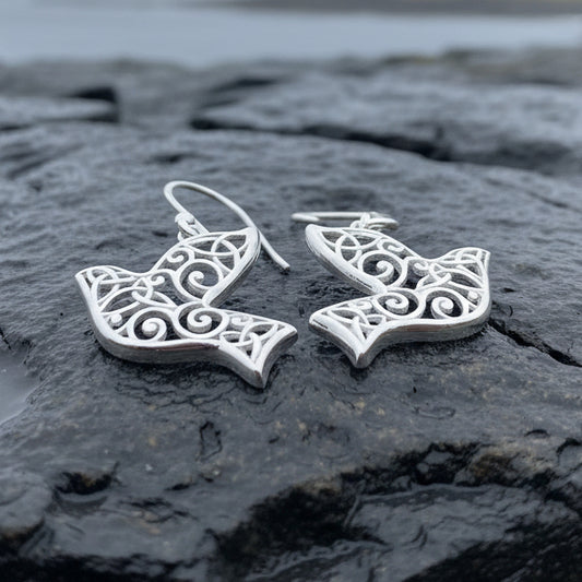 Celtic Dove Earrings, Irish Jewelry, Scotland Jewelry, Mom Birthday Gift, Anniversary Gift, Religious Jewelry, Nature Jewelry, Bird Jewelry