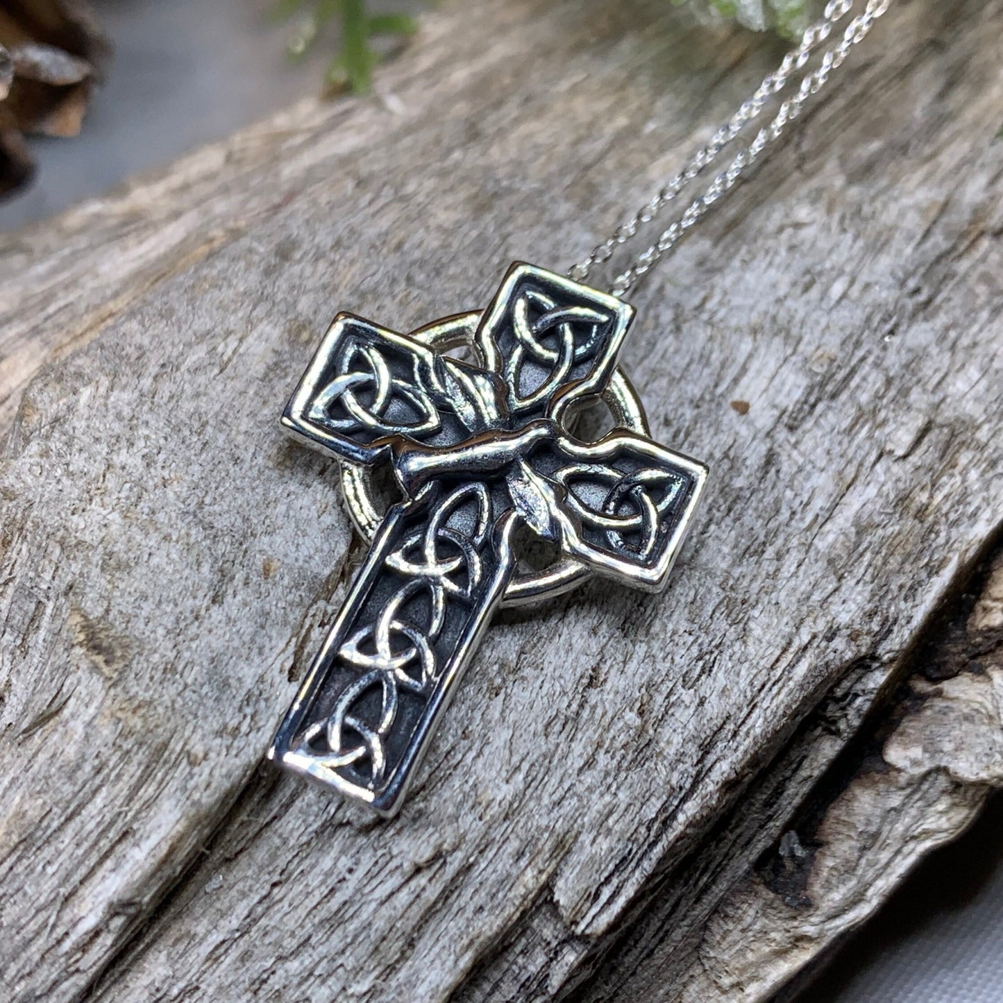 Celtic Cross Necklace, Celtic Dove Jewelry, Scotland Jewelry, Silver Cross, Mom Gift, Anniversary Gift, Religious Jewelry, Celtic Cross Gift