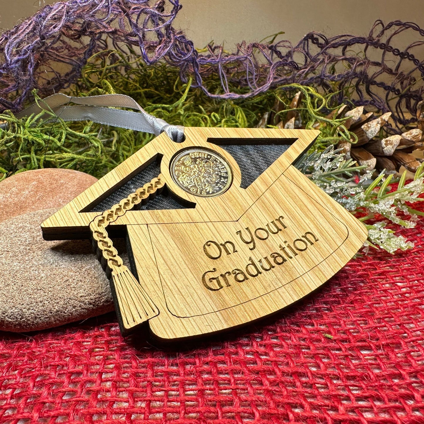 Graduation Lucky Sixpence Ornament — view 4
