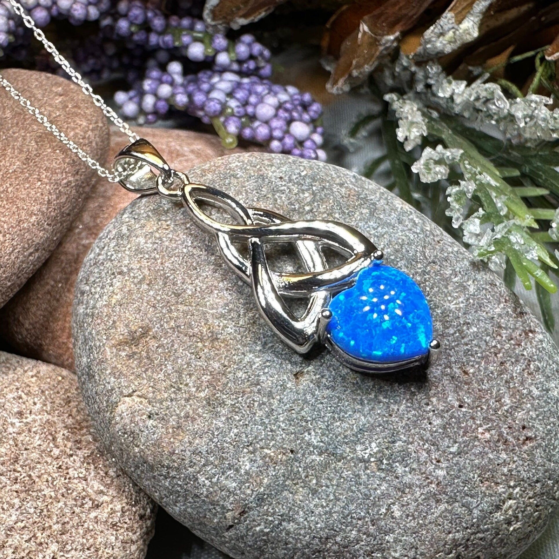 Celtic Knot Necklace, Mother's Knot Pendant, Fire Opal Jewelry, Irish Necklace, Scottish Jewelry, October Birthstone, Ireland Gift, New Mom