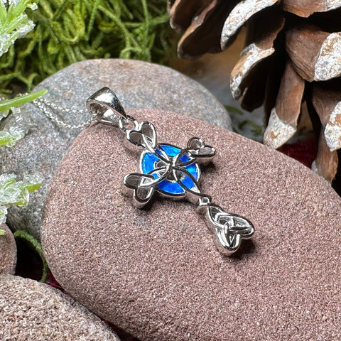 Load image into Gallery viewer, Celtic Cross Necklace, Irish Jewelry, Celtic Jewelry, First Communion Gift, Confirmation Gift, Irish Cross, Religious Jewelry, Opal Mom Gift
