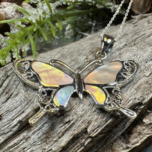 Load image into Gallery viewer, Butterfly Necklace, Mother of Pearl Jewelry, Insect Pendant, Summer Jewelry, Inspirational Gift, Mom Gift, Nature Jewelry, Anniversary Gift
