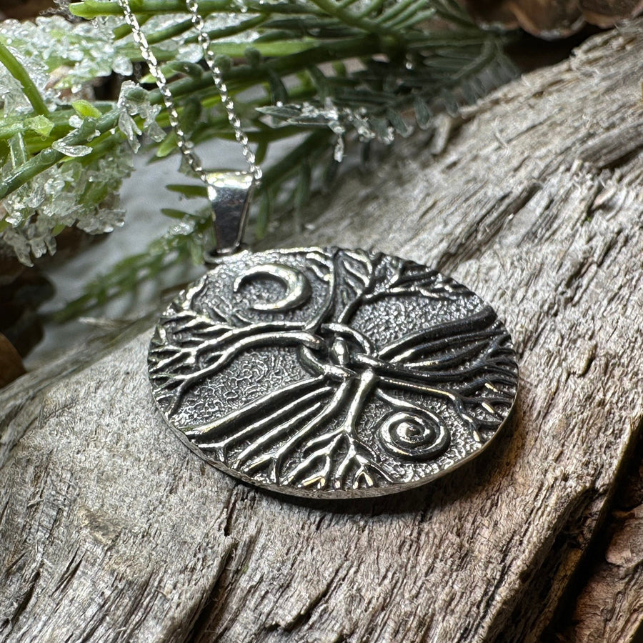 Tree of Life Necklace, Celtic Jewelry, Irish Pendant, Celestial Jewelry, Tree Jewelry, Nature Jewelry, Norse Jewelry, Crecent Moon Necklace