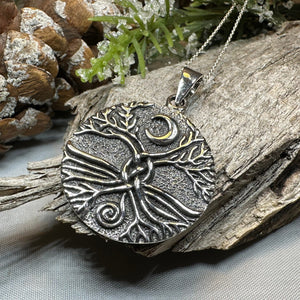 Tree of Life Necklace, Celtic Jewelry, Irish Pendant, Celestial Jewelry, Tree Jewelry, Nature Jewelry, Norse Jewelry, Crecent Moon Necklace