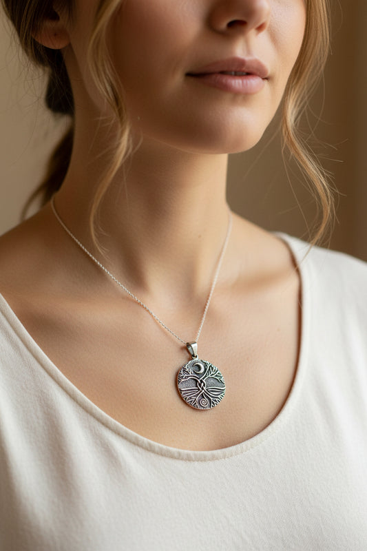Tree of Life Necklace, Celtic Jewelry, Irish Pendant, Celestial Jewelry, Tree Jewelry, Nature Jewelry, Norse Jewelry, Crecent Moon Necklace