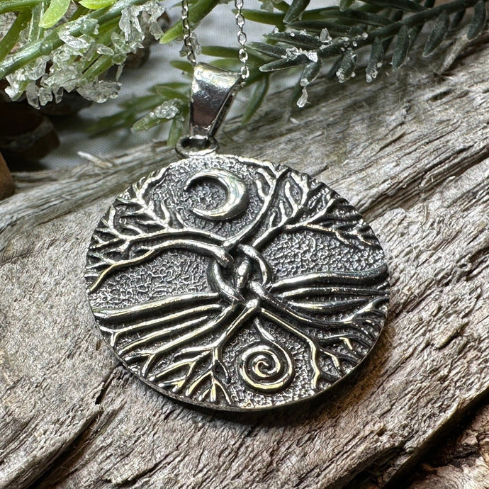 Tree of Life Necklace, Celtic Jewelry, Irish Pendant, Celestial Jewelry, Tree Jewelry, Nature Jewelry, Norse Jewelry, Crecent Moon Necklace