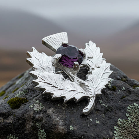 Load image into Gallery viewer, Thistle Brooch, Celtic Jewelry, Scottish Pin, Bridal Jewelry, Anniversary Gift, Tartan Pin, Celtic Brooch, Scotland Jewelry, Outlander Pin
