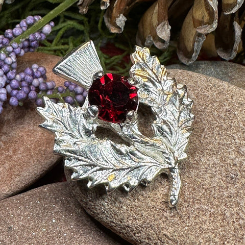 Load image into Gallery viewer, Thistle Brooch, Celtic Jewelry, Scottish Pin, Bridal Jewelry, Anniversary Gift, Tartan Pin, Celtic Brooch, Scotland Jewelry, Outlander Pin
